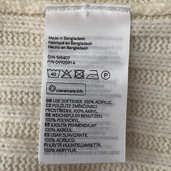 Divided H&M Cream Sweater Vest Ribbed V Neck Split Hem Acrylic Small Oversized - Picture 4 of 15